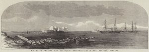 HM Ships "Hecla" och "Leopard" rekognoscerar, Hango Harbour, Finland (gravyr) av English School
