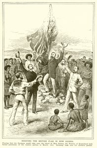 H. M. Chester, Queensland Magistrate vid hissningen av den brittiska flaggan i Nya Guinea, mars 1883 av English School
