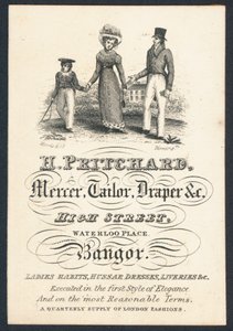 H Pritchard, mercer, skräddare och draperi, handelskort av English School