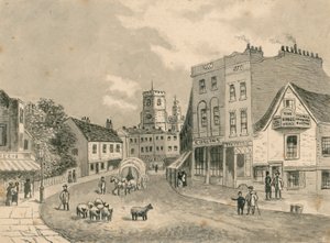 Hackney, tittar mot kyrkan, 1840 (wc på papper)