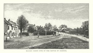 Hadley Green, platsen för slaget vid Barnet (gravyr) av English School