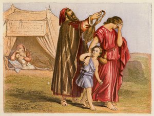 Hagar och Ismael (färglitografi) av English School
