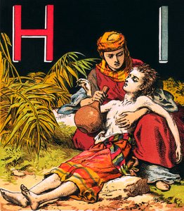 Hagar och Ismael (färglitografi) av English School
