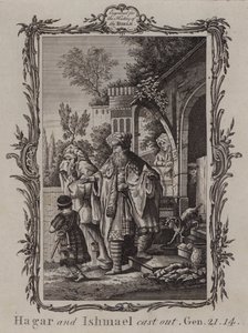 Hagar och Ismael kastas ut (gravyr) av English School