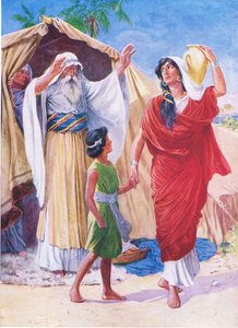 Hagar och Ishmael, från The Bible Picture Book utgiven av Thomas Nelson, c.1950 av English School