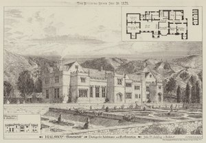 Halsway, Somersetshire, Design för tillägg och restaurering (gravyr) av English School