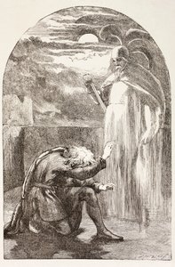 Hamlet ser spöket, sin fars ande, från 