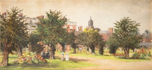 Hampton Court Gardens, ca 1910 (akvarell på papper) av English School