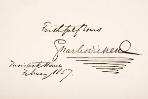 Handstil och signatur av Charles Dickens, 1857 av English School