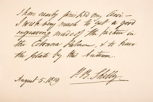 Handskrift och signatur av Percy Bysshe Shelley, 1819 av English School