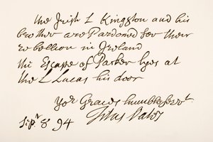 Titus Oates handskrift och signatur, 1694 av English School