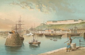 Hamnen och Fort Regent, St. Heliers--Jersey av English School