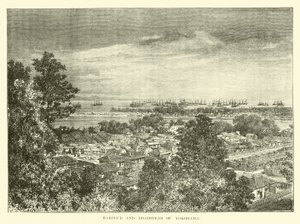 Hamnen och Roadstead i Yokohama av English School