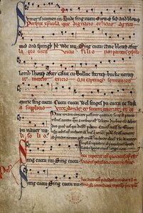 Harl 978 fol.11v Sumer är icumen in, från sommarkanonen (Reading Rota) (vellum) av English School
