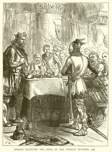 Harold tar emot News of the Norman Invasion, 1066 av English School