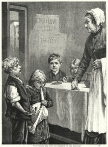 "Han lotsade henne in i älskarinnans närvaro" (gravyr) av English School
