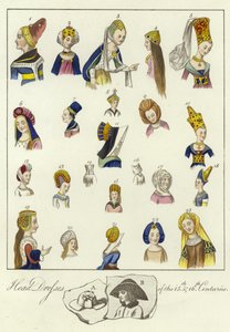 Huvudbonader från 1400- och 1500-talen av English School