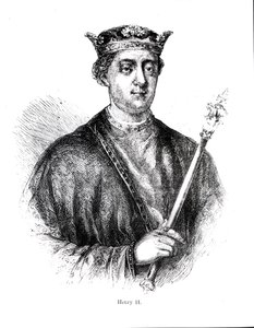Henrik II (1133-89) (gravyr) (bundw foto) av English School