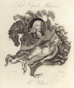 Henry Pelham, brittisk whigpolitiker och premiärminister (gravyr) av English School