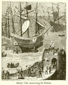 Henrik VIII på väg till Frankrike av English School