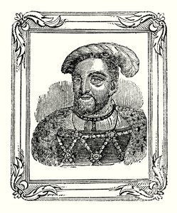 Henrik VIII föddes 1490, kröntes 1509 och dog 1547 (gravyr) av English School