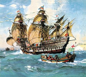 Henry VIII:s flaggskepp "Henri Grace a Dieu" av English School