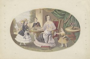 Hennes Majestät Drottning Victoria och familj, ca 1851 (akvatint) av English School
