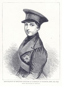 Hennes Majestät i militärdräkt vid en granskning i Windsor, 28 september 1837 av English School