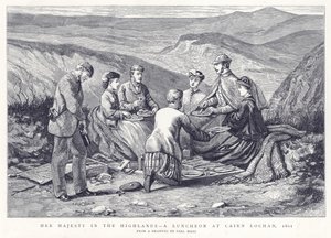 Hennes Majestät i Highlands-A Luncheon i Cairn Lochan, 1861 av English School