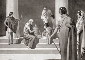 Heraclitus spelar på tärning med pojkar för att visa sitt förakt för de vanliga yrkena av män, från Hutchinson