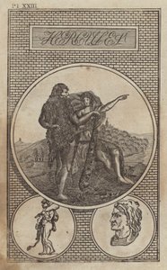 Hercules, antik romersk hjälte och gud (gravyr) av English School