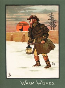 Highwayman i snö, julkort av English School