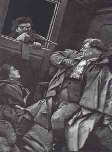 Highwayman rånar en diligens (litho) av English School