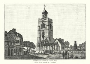 Hillingdon Church ca 1740 (gravyr) av English School