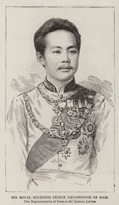 Hans Kungliga Höghet Prins Devawongse av Siam (gravyr) av English School