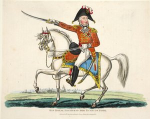 Hans kungliga höghet, hertigen av York, pub. av Richard Evans, graverad av Romney, illustration från An Historical Account of the Battle of Waterloo av William Mudford, 1816 av English School