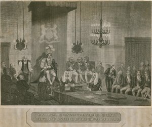 Hans kungliga höghet prinsregenten håller ett tal i överhuset av English School
