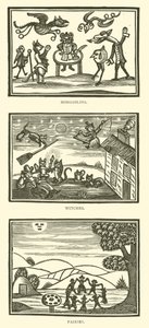 Hobgoblins, häxor, älvor (träsnitt) av English School