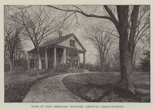 Hem för John Greenleaf Whittier, Amesbury, Massachusetts (gravyr) av English School