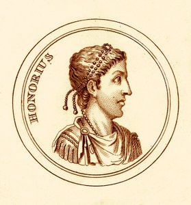 Honorius, illustration från The Universal Historical Dictionary av George Crabb, publicerad 1825 (digitalt förbättrad bild) av English School