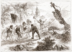 Hottinger förstör bilden, illustration från The History of Protestantism av James Aitken Wylie (1808-1890), pub. 1878 av English School