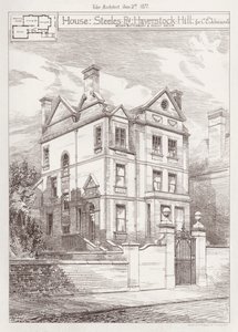 Hus, Steeles Road, Haverstock Hill, för C E Johnson (gravyr) av English School