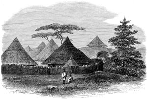 Hus i Magdala, från den brittiska expeditionen till Abessinien, 1868 av English School