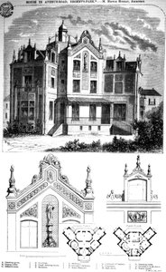 Hus i Avenue Road, Regents Park, designat av Hector Horeau, 1859 av English School