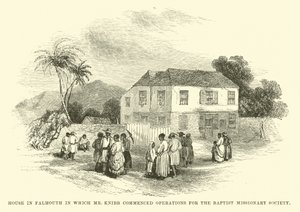 Hus i Falmouth där Mr Knibb inledde sin verksamhet för Baptist Missionary Society av English School
