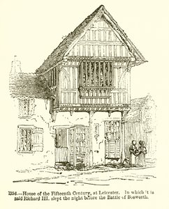 Det femtonde århundradets hus i Leicester. I vilken det sägs att Richard III sov natten före slaget vid Bosworth av English School