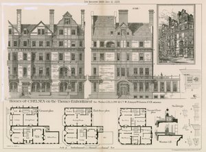 Hus i Chelsea på Themsen Embankment för Mrs Gillow & Co av English School