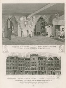 Hus på norra sidan av Leadenhall Street, uppförda på platsen för de som förstördes av den omfattande branden 1765 av English School