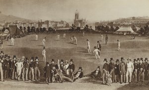 Hur de spelade cricket när drottning Victoria var ung (litho) av English School
