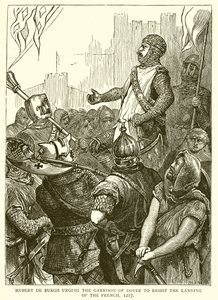 Hubert de Burgh uppmanade garnisonen i Dover att motstå fransmännens landsättning, 1217 av English School